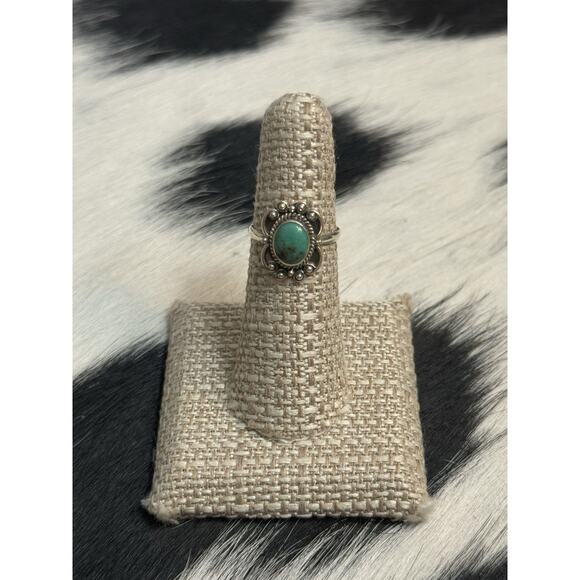 Native American Southwest Sterling Silver Turquoise Ring Single Stone Stacker - Picture 9 of 10